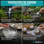 Thiosulfate de sodium pentahydraté 250 g – Produit chimique industriel pour neutralisation du chlore, traitement de l’eau, procédés techniques et usages industriels – Image 2